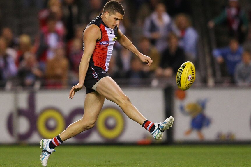 The Saints' Leigh Montagna misses an easy kick late in the game against West Coast.
