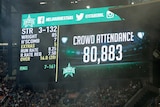MCG scoreboard shows record domestic crowd for Big Bash League match between Stars and Renegades.