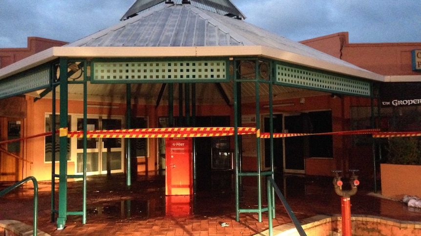 Fire damaged shops at City Beach shopping centre
