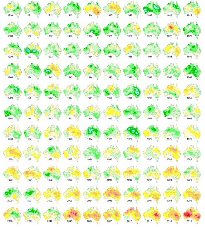 Temperatures across Australia over the past 110 years.