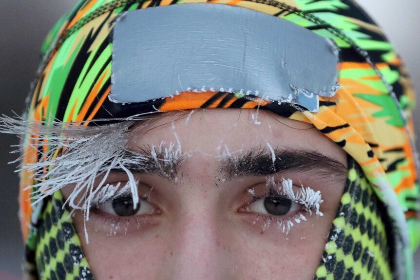 frost on the face of Daniel Dylla