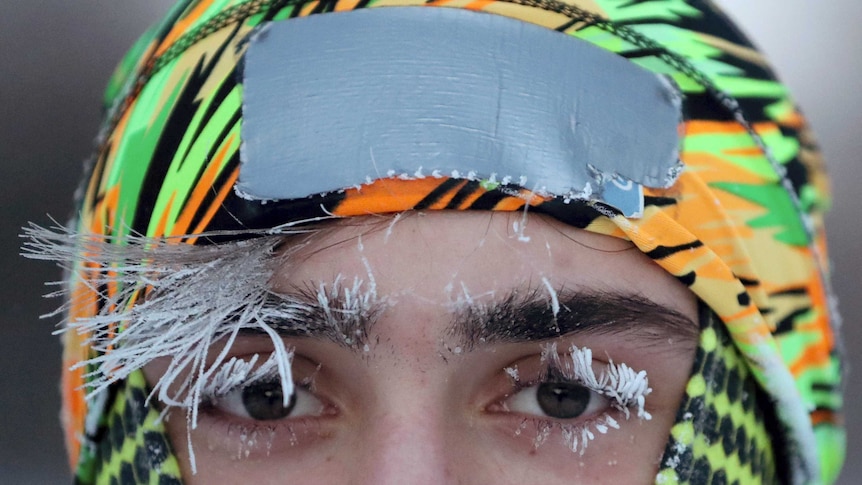 frost on the face of Daniel Dylla