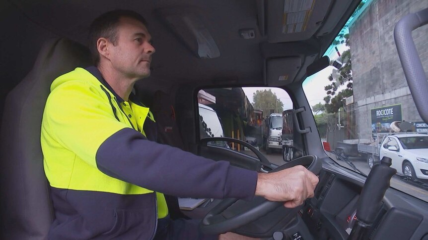 Jason Watson at the wheel of his truck