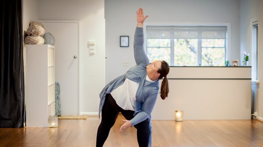 Fat Yoga founder Sarah Harry in one of her Melbourne yoga studios.
