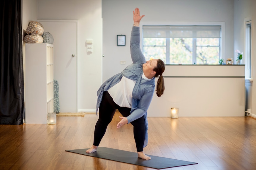 Fat Yoga founder Sarah Harry in one of her Melbourne yoga studios.