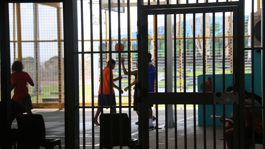 Detainees play basketball at Don Dale Youth Detention Centre