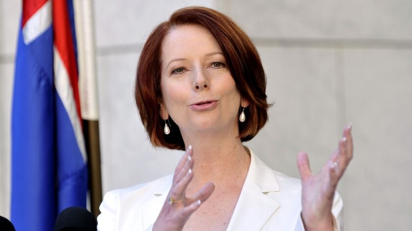 Prime Minister Julia Gillard addresses a press conference