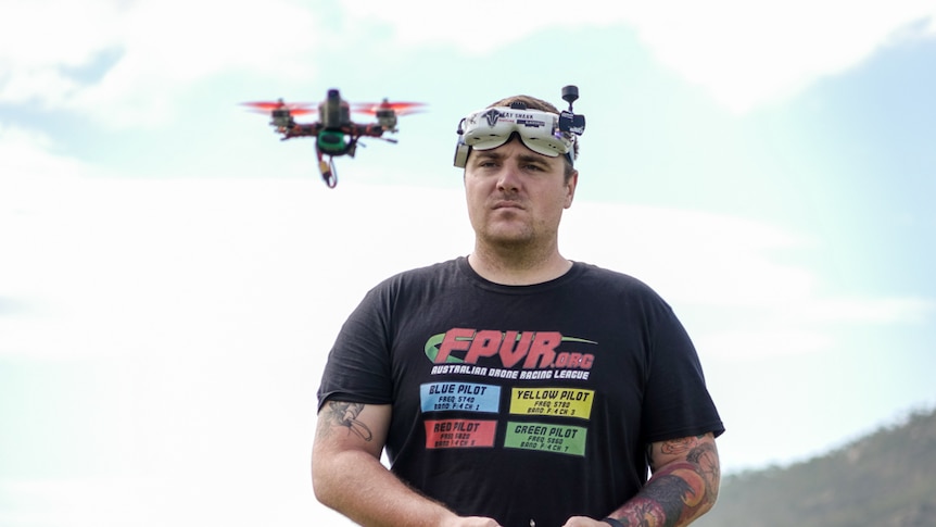 Townsville FPVR founder Zack Martin-Taylor flying his quadcopter.