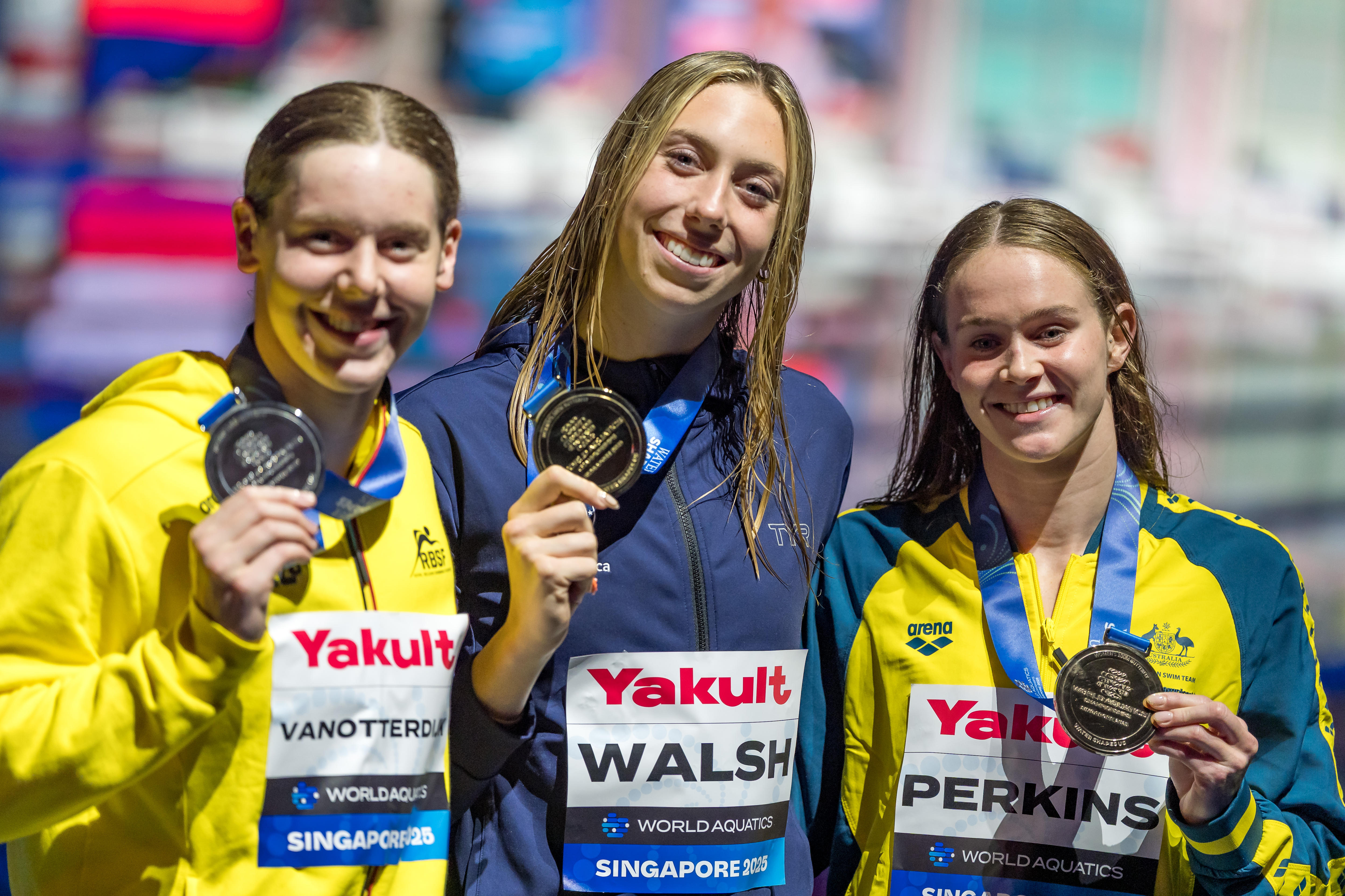 Alexandria Perkins with her bronze medal at the World Aquatics Championships.