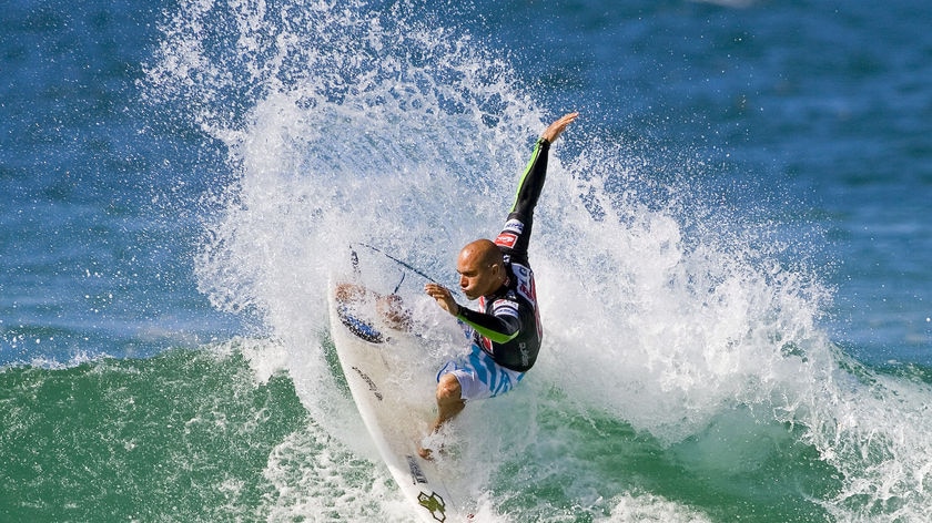 US surfer Kelly Slater competes at Snapper Rocks