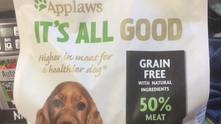 A bag of Applaws dog food