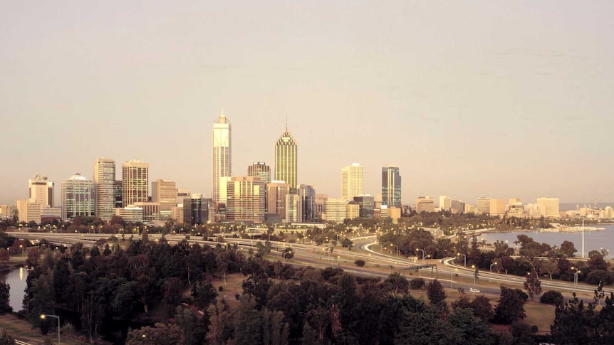 Wide view of the Perth skyline, pictured from King's Park in 1994.