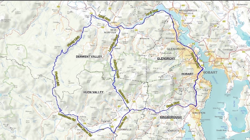 Map of Huon Valley