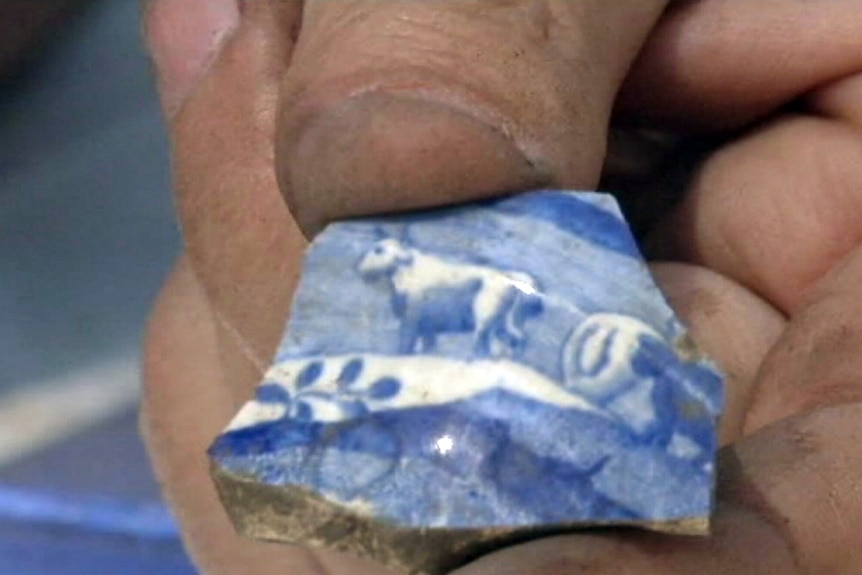 A piece of pottery found during the Augusta dig.