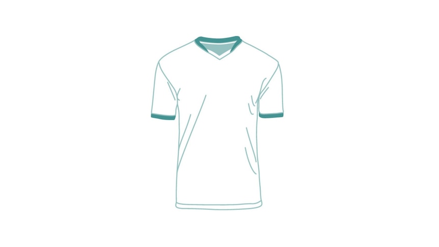 A green cartoon image of a soccer jersey