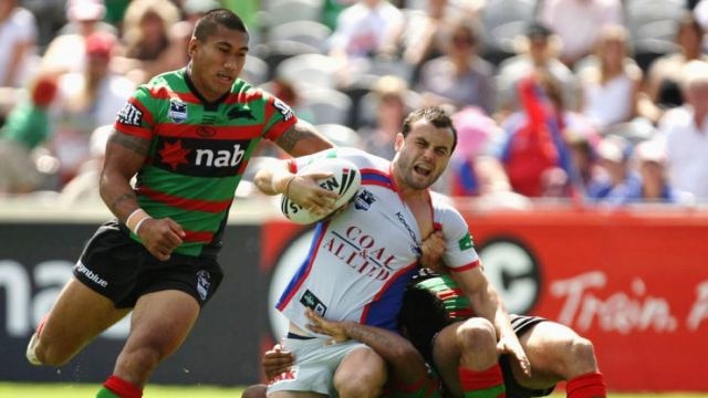 More trouble ... Ben Rogers (centre) in his playing days with Newcastle.