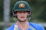 Steve Smith waits to bat in the nets