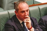 Barnaby Joyce, pictured looking sad during Question Time.