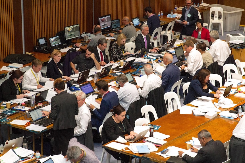 ABC staff at work in the budget lock-up