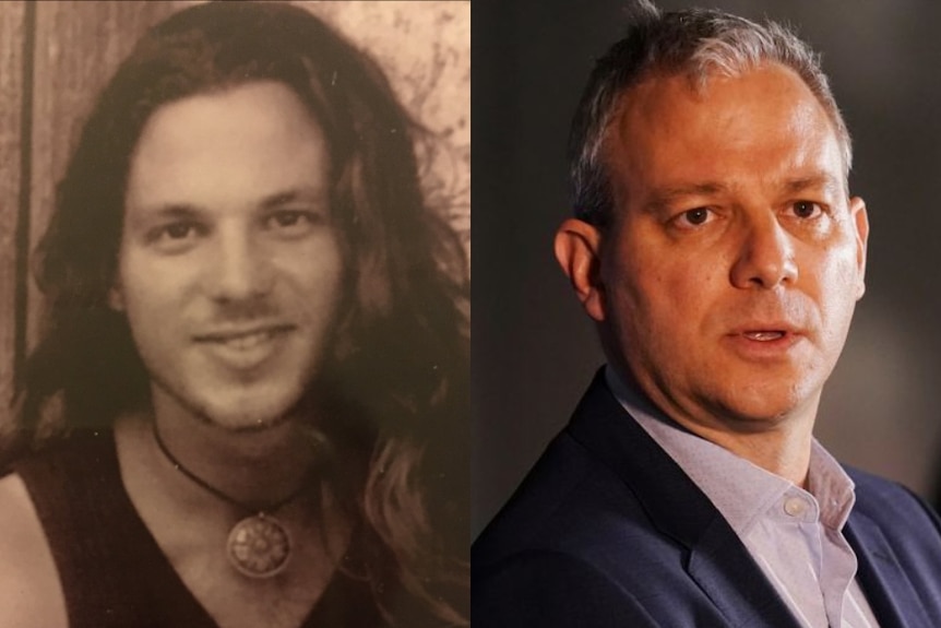 A composite image showing Brett Sutton in his 20's and him now, in 2020