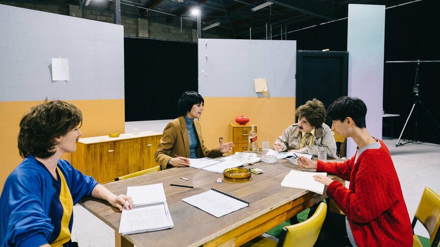 The all-female cast of The Club run through lines of a scene