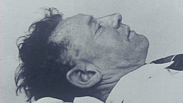 Black and white photo of the Somerton Man