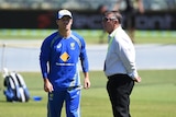 Australia's David Warner and selector Rod Marsh at the WACA