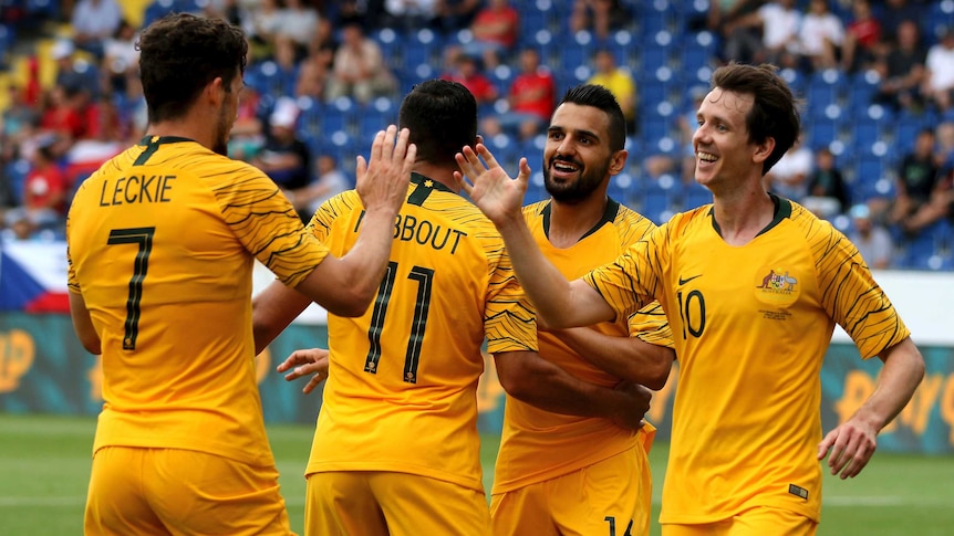 Socceroos celebrate opener against Czech Republic