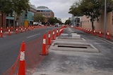 Bike lane construction on Frome Street