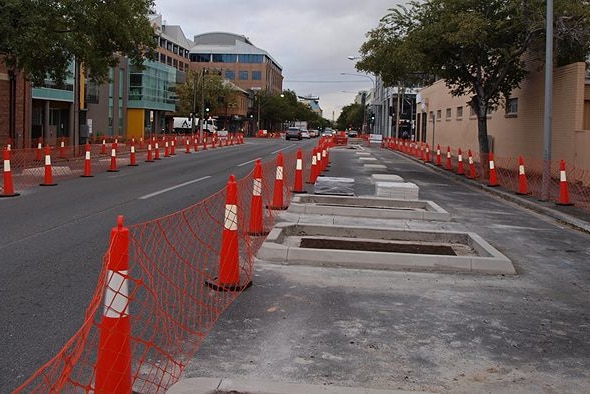 Bike lane construction on Frome Street