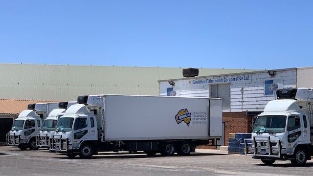 Picture of Geraldton Fishermen's Co-operative factory building, with white truck outside.