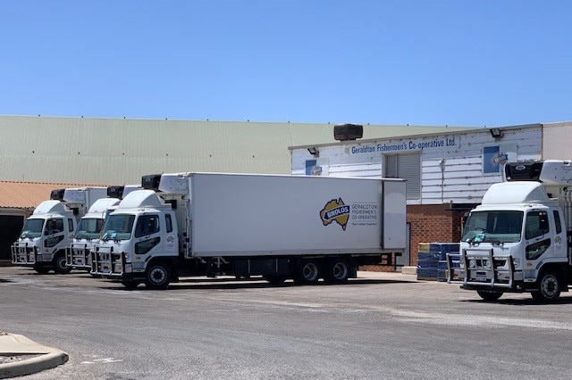 Picture of Geraldton Fishermen's Co-operative factory building, with white truck outside.