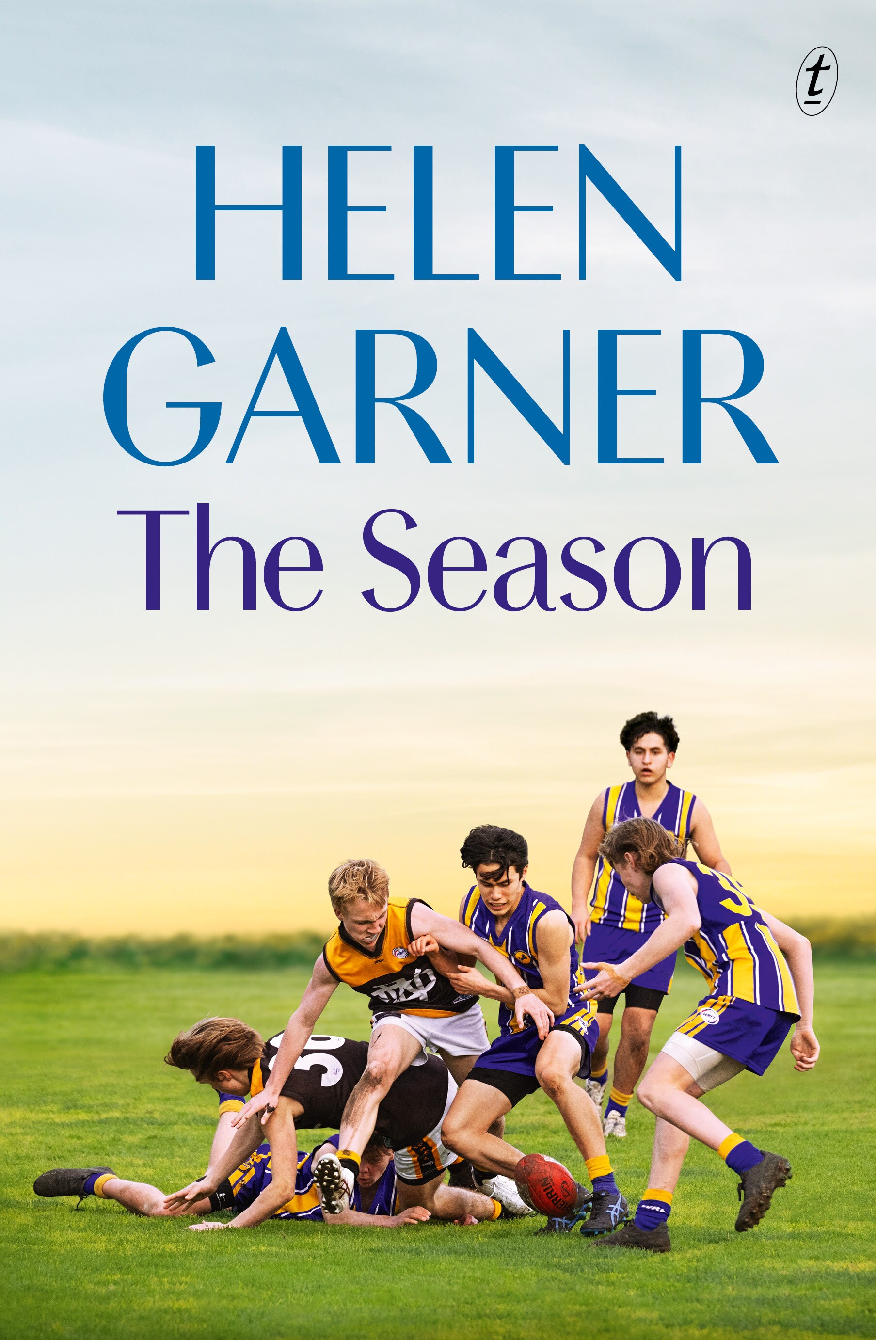 A book cover showing teenage boys playing AFL on a green grassy football pitch