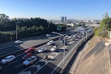 A busy motorway in Brisbane's inner city