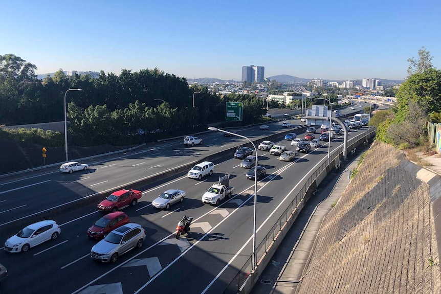 A busy motorway in Brisbane's inner city