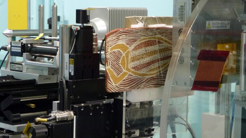 A shield is being scanned by researchers at Flinders University.
