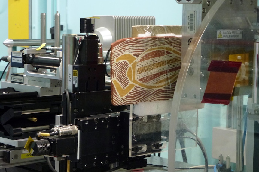 A shield is being scanned by researchers at Flinders University.