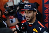 Daniel Ricciardo speaks to the media during F1 preseason