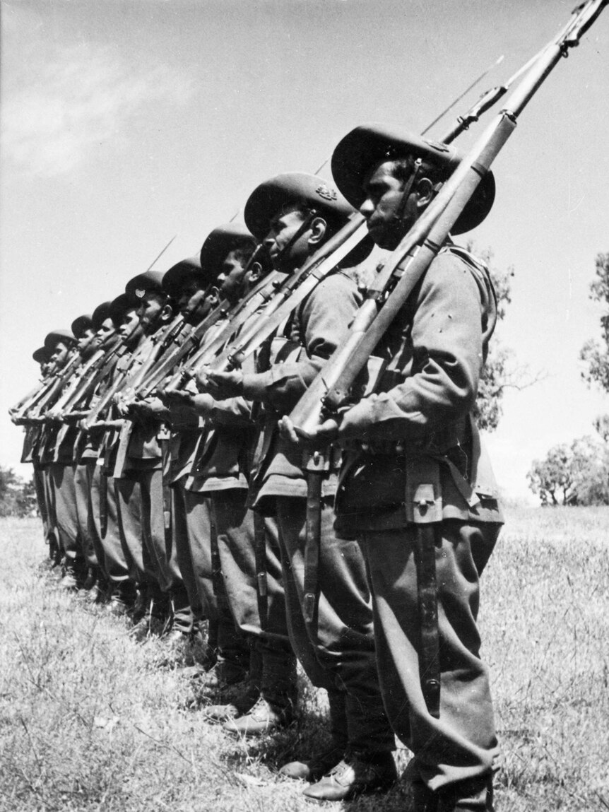 Indigenous soldiers at Number 9 camp at Wangaratta, Victoria 1940-12.