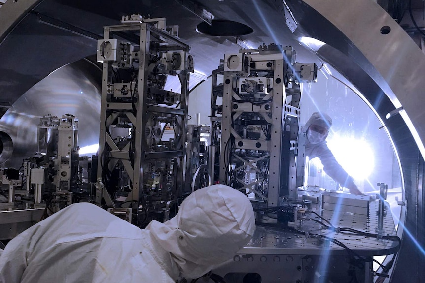 Engineers upgrading the LIGO detector