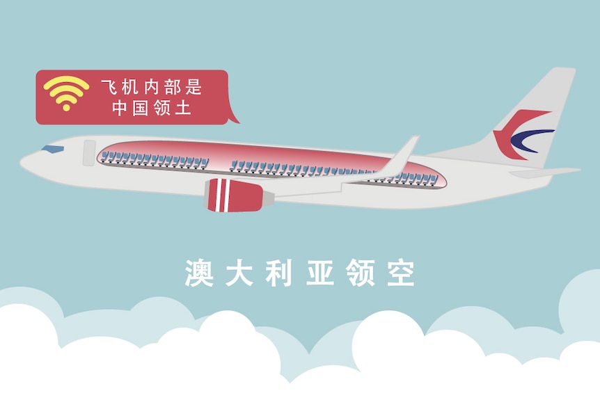 一架中国东航飞机飞过澳大利亚领空，其内部却属于中国领土。