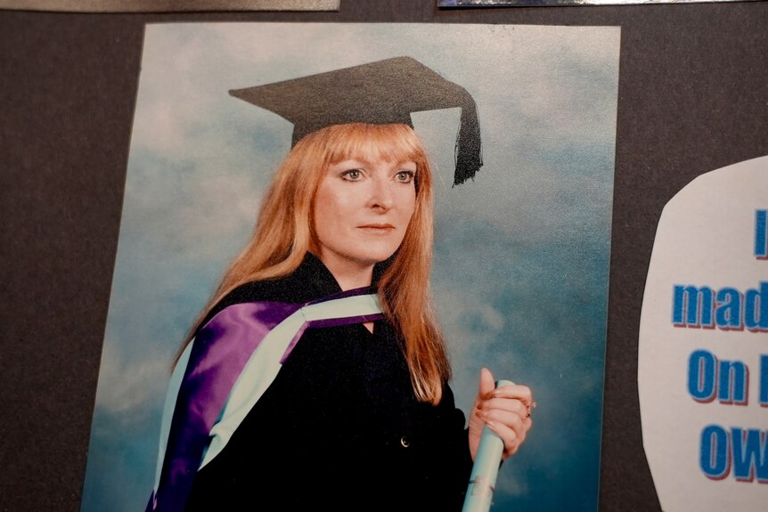 a graduation photo in an album