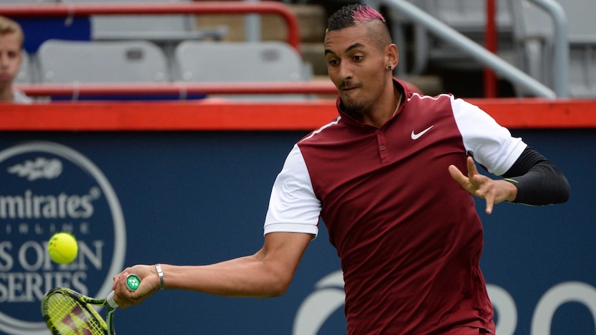 Australia's Nick Kyrgios plays against Fernando Verdasco during the Montreal Masters in August 2015.