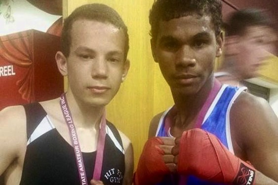 Leonid 'Leon' Ciuffoli (left) stands with a friend at boxing training in Cairns.