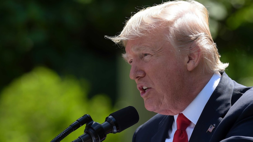 Donald Trump at the lectern