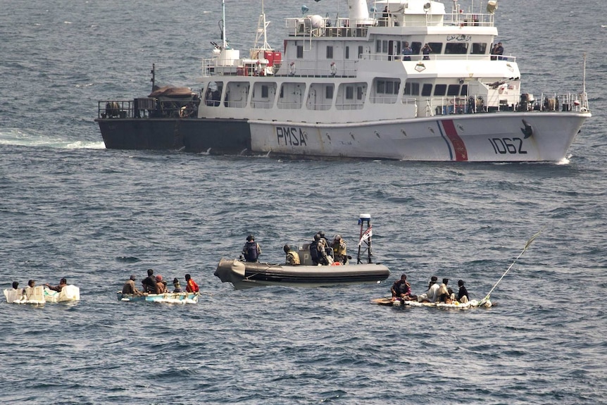Pakistan Maritime Security vessel Nasrat assists HMAS Darwin in rescue