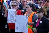 Health Services Union members held a rally outside the WA Parliament last month.