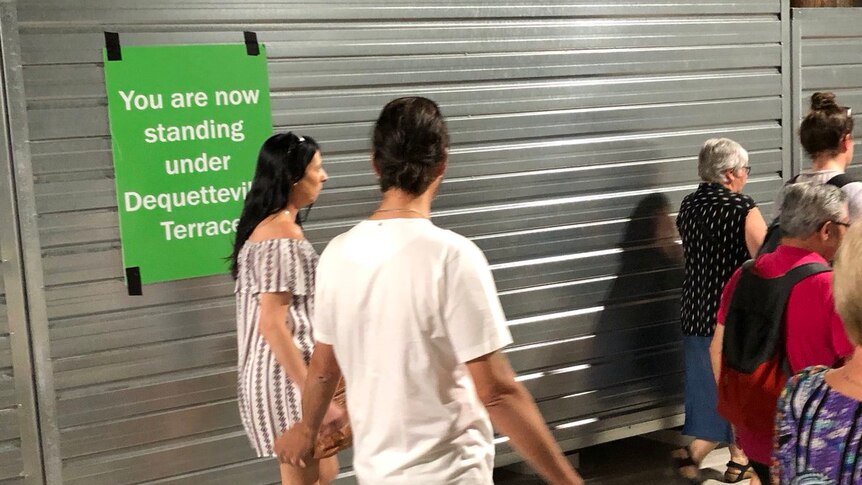 Members of the public inside the new O-Bahn bus tunnel.