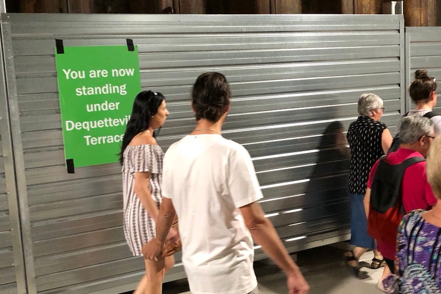 Members of the public inside the new O-Bahn bus tunnel.