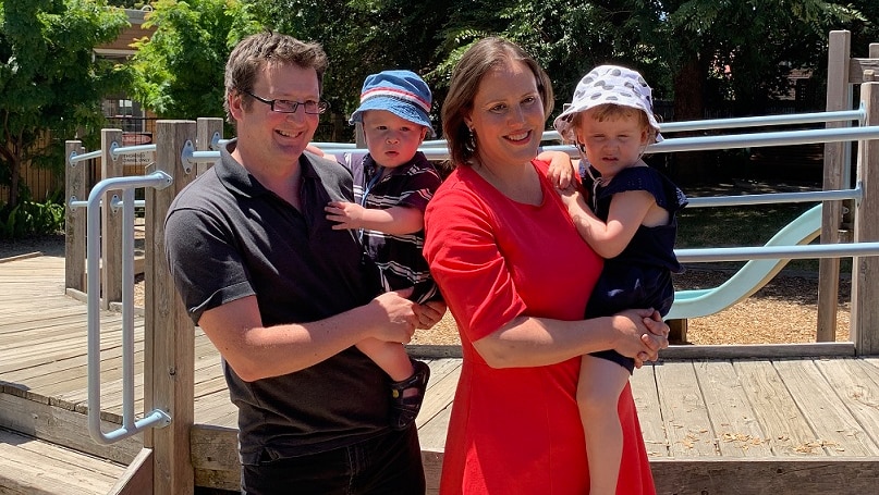 Kelly O'Dwyer, her husband and their children smile for the cameras.